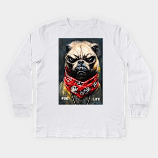 Pug Life funny dog zanettaaranaart Kids Long Sleeve T-Shirt